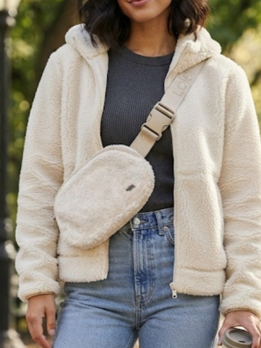 Lole Women Fleece Belt Bag Fluffy Small Athletic Bag